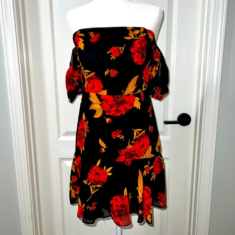 Strapless Floral Mini